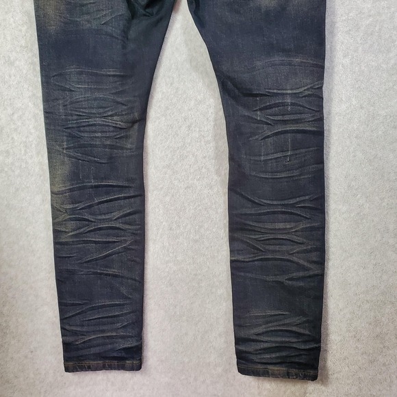 Crysp Denim Jeans Mens 38 Blue Distressed Slim Fit Ripped Stretch Designer Pants - Picture 8 of 16